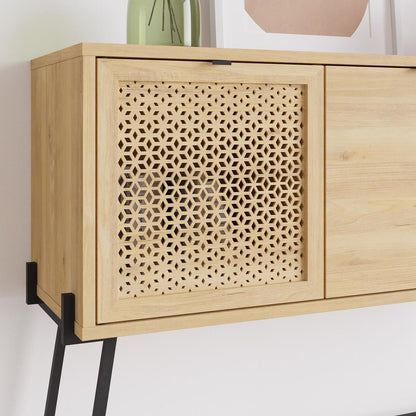 Naive 2 Door 1 Shelf Sideboard Buffet Unit - Sapphire Oak with Black Metal Frame