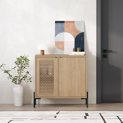 Naive 2 Door Sideboard Buffet Unit Sapphire Oak with Black Metal Frame