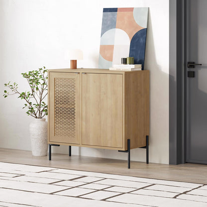 Naive 2 Door Sideboard Buffet Unit Sapphire Oak with Black Metal Frame