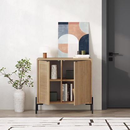Naive 2 Door Sideboard Buffet Unit Sapphire Oak with Black Metal Frame