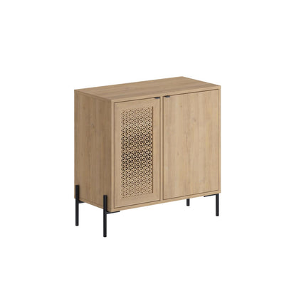 Naive 2 Door Sideboard Buffet Unit Sapphire Oak with Black Metal Frame