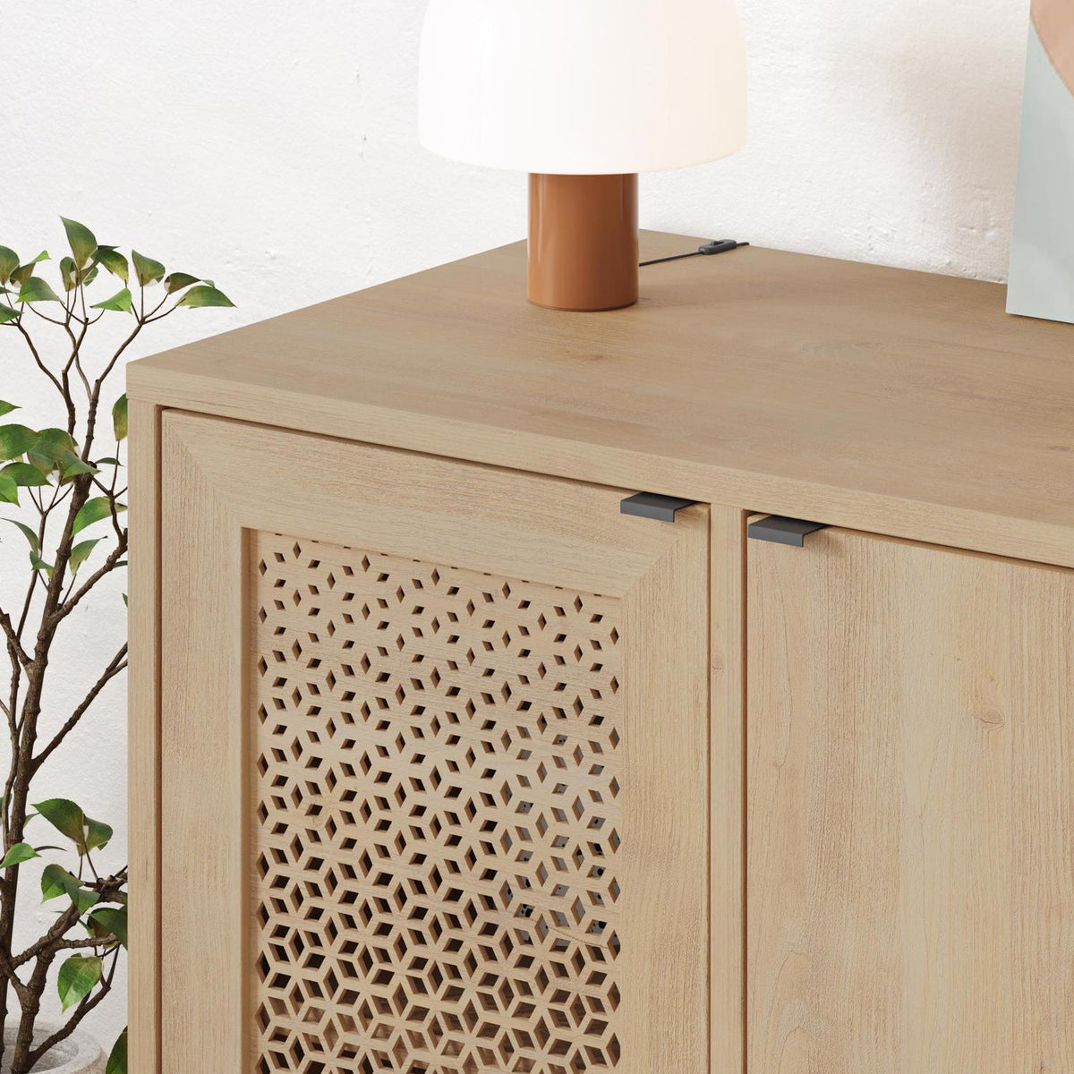 Naive 2 Door Sideboard Buffet Unit Sapphire Oak with Black Metal Frame