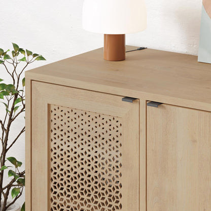 Naive 2 Door Sideboard Buffet Unit Sapphire Oak with Black Metal Frame