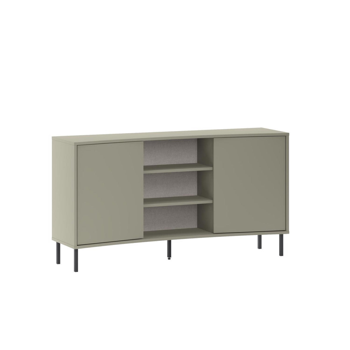 Frem 2 Door Curved Sideboard Buffet Unit Ash Green & Black Metal Legs