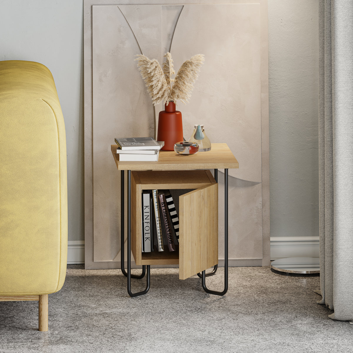 Acres Modern Bedside Table Oak 40cm Wide