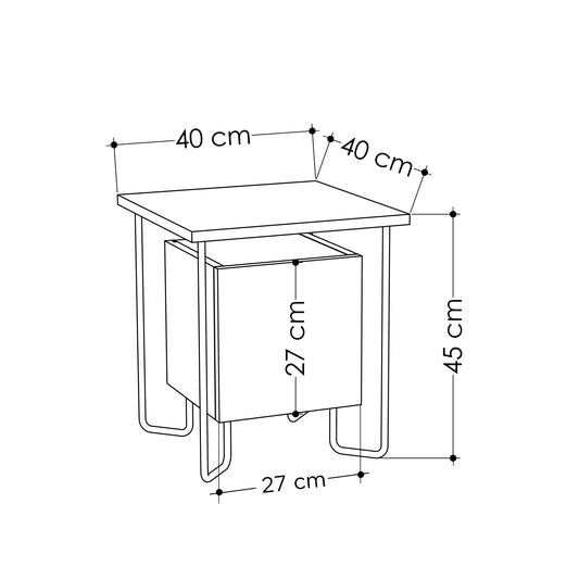Acres Modern Bedside Table Oak 40cm Wide