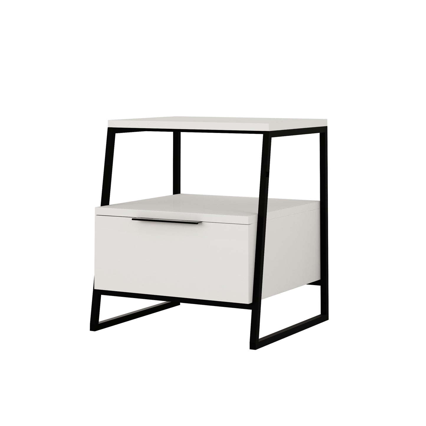 Pal Modern Bedside Table With Drawer White 45cm Wide