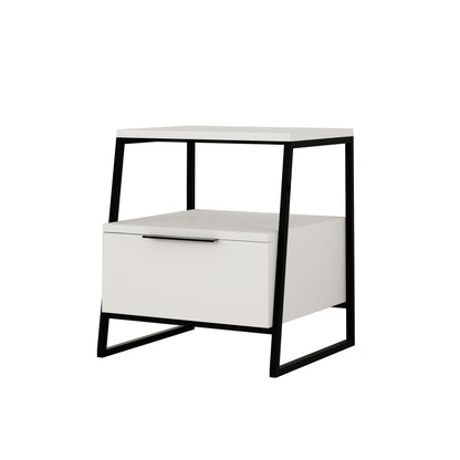 Pal Modern Bedside Table With Drawer White 45cm Wide