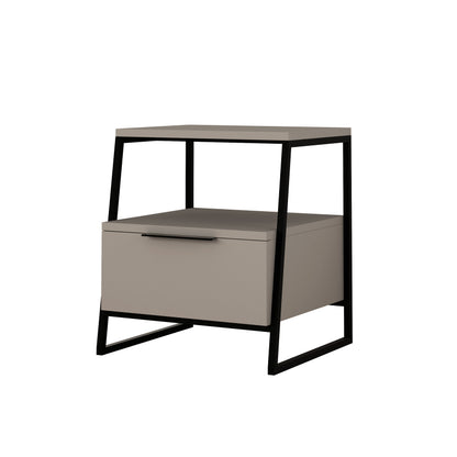 Pal Modern Bedside Table With Drawer Mocha Grey 45cm Wide