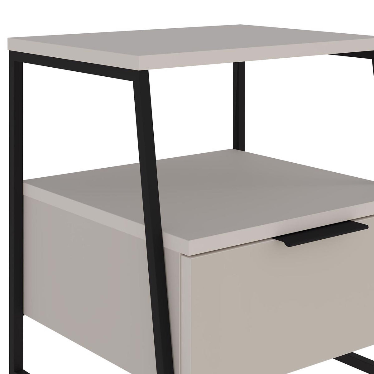 Pal Modern Bedside Table With Drawer Sandstone 45cm Wide