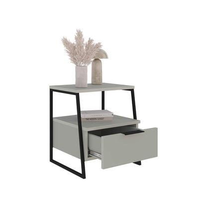 Pal Modern Bedside Table With Drawer Ash Green 45cm Wide