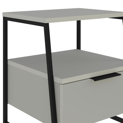 Pal Modern Bedside Table With Drawer Ash Green 45cm Wide
