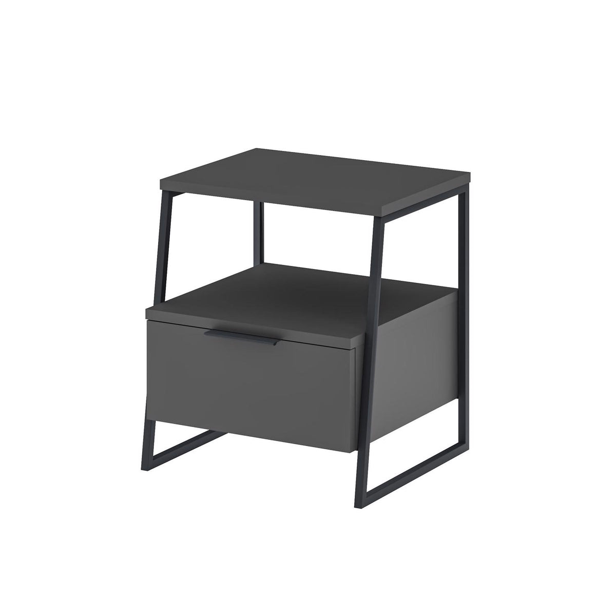 Pal Modern Bedside Table With Drawer Anthracite 45cm Wide