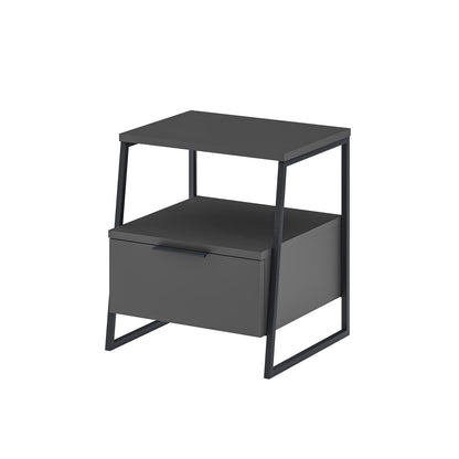 Pal Modern Bedside Table With Drawer Anthracite 45cm Wide
