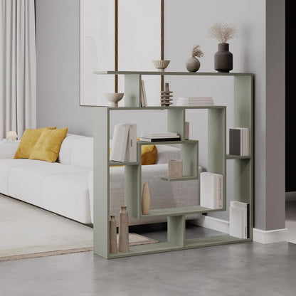 Labirent Modern Bookcase Display Unit Ash Green 129cm High