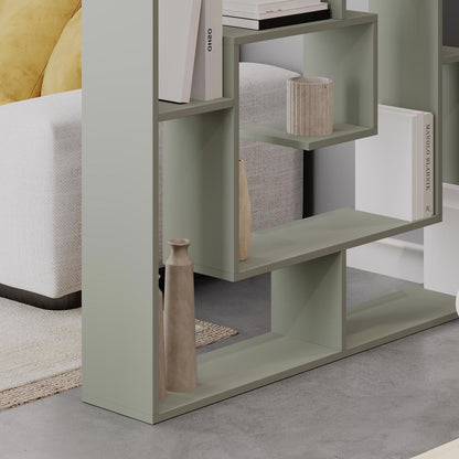 Labirent Modern Bookcase Display Unit Ash Green 129cm High