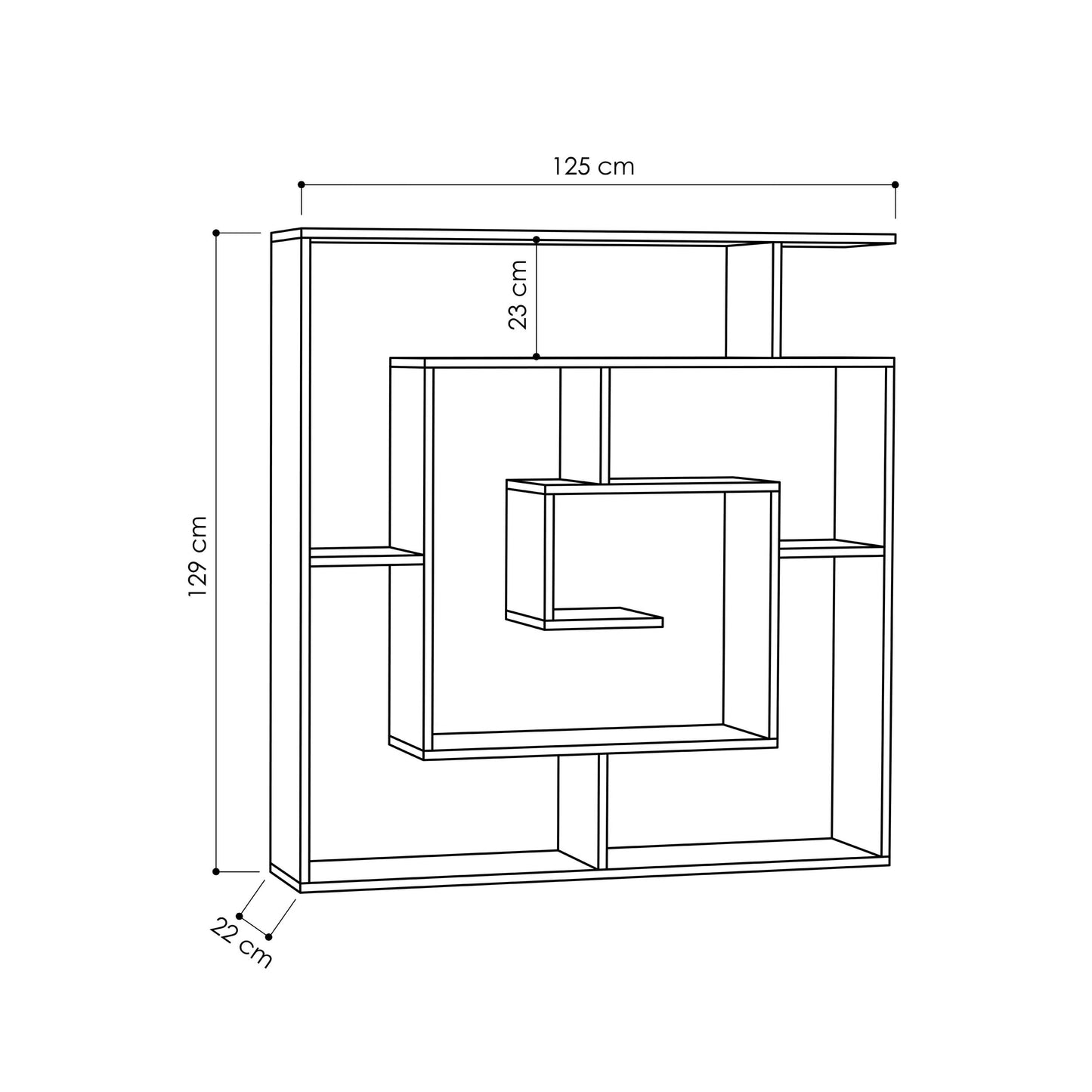 Labirent Modern Bookcase Display Unit White 129cm High