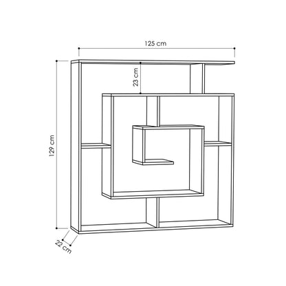 Labirent Modern Bookcase Display Unit White 129cm High