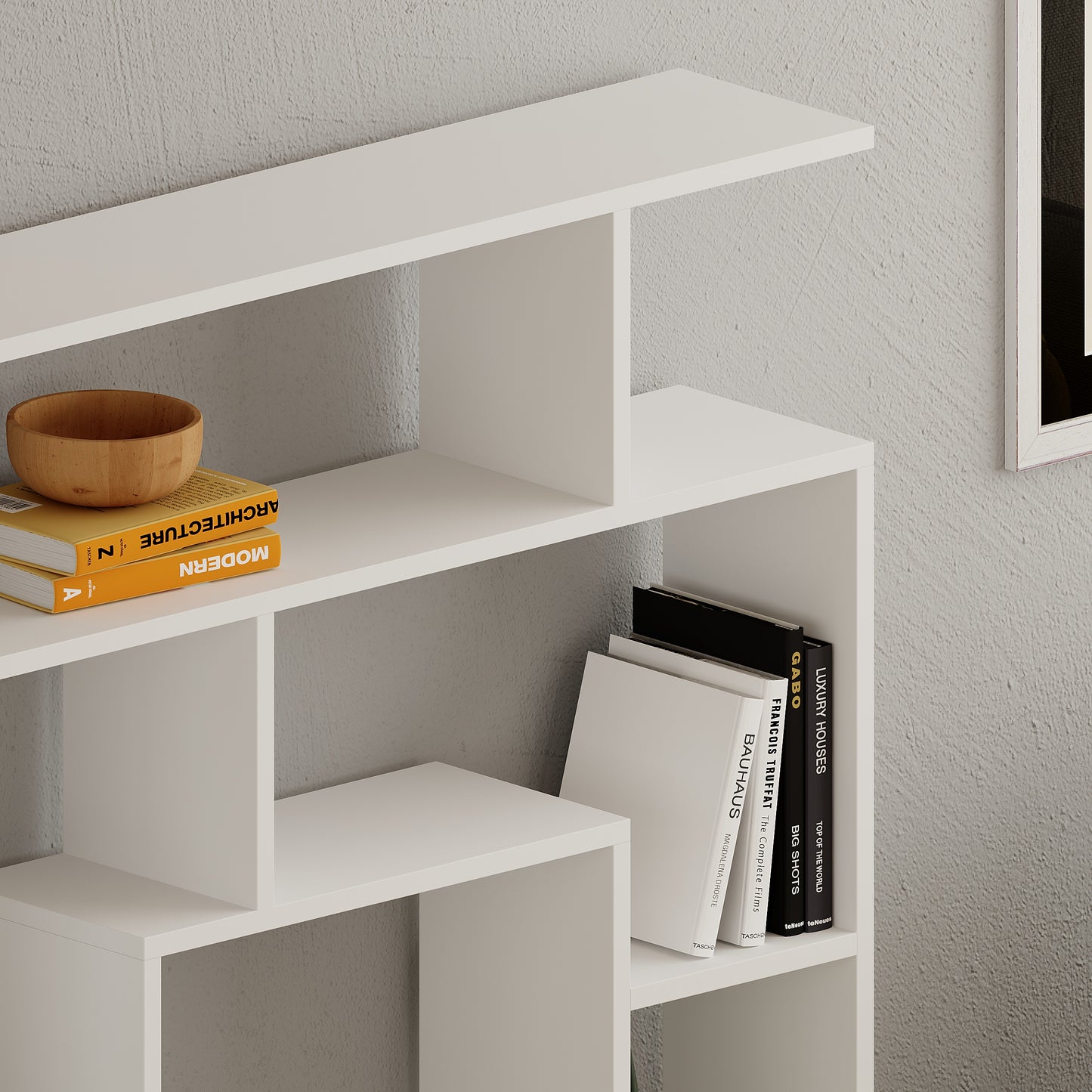Labirent Modern Bookcase Display Unit White 129cm High