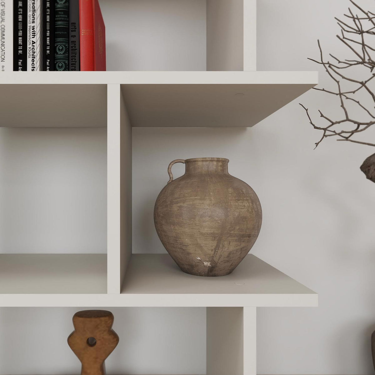 Tapi Modern Bookcase Display Unit Sandstone Tall 159cm