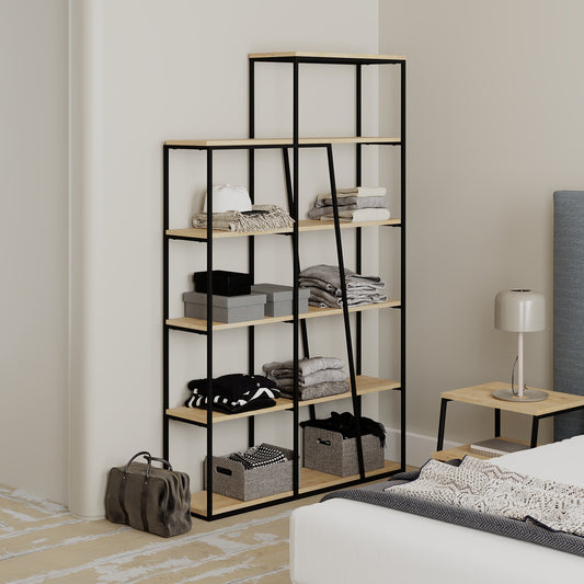 Pal Modern Bookcase Display Unit Natural Oak Effect Tall 178cm