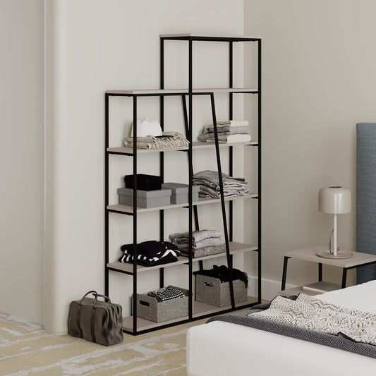 Pal Modern Bookcase Display Unit Mocha Grey Tall 178cm