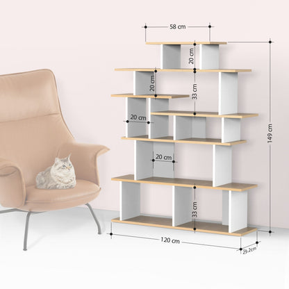 Apollon Modern Bookcase Display Unit White Anthracite Grey Medium 149cm