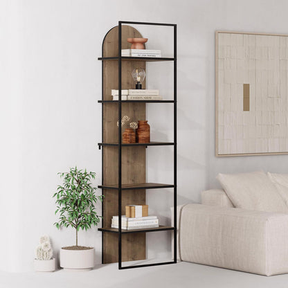 Archy Modern Bookcase 5-Tier Wall Mounted Shelf Dark Oak 180 cm