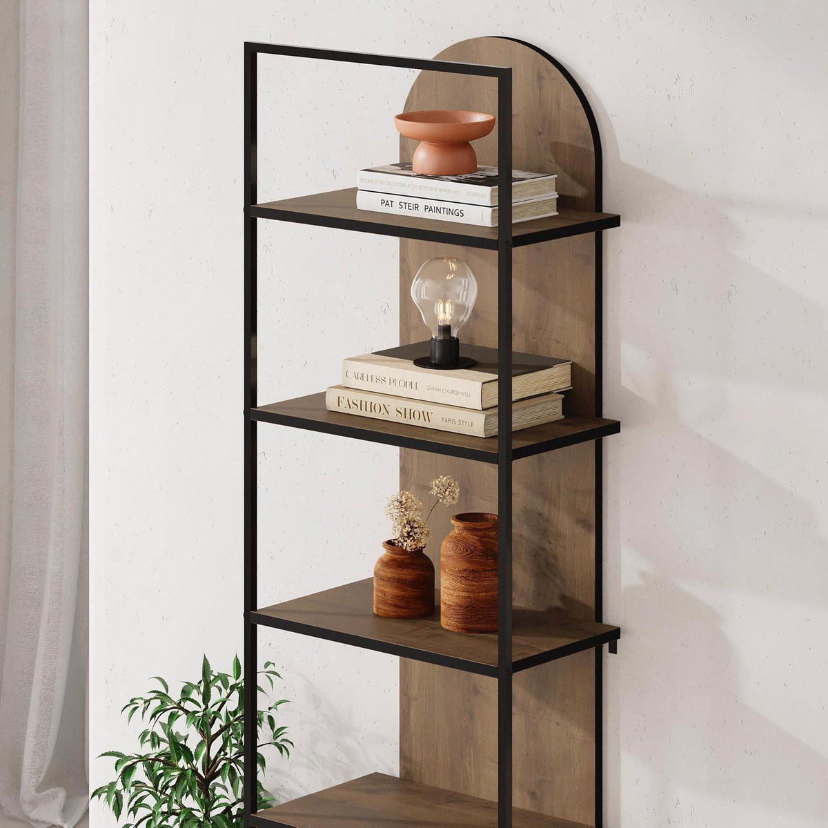 Archy Modern Bookcase 5-Tier Wall Mounted Shelf Dark Oak 180 cm