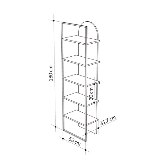 Archy Modern Bookcase 5-Tier Wall Mounted Shelf Dark Oak 180 cm
