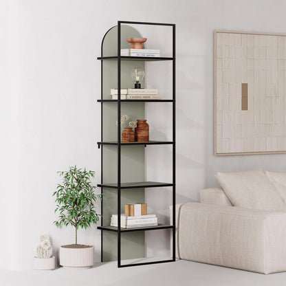 Archy Modern Bookcase 5-Tier Wall Mounted Shelf Ash Green 180 cm