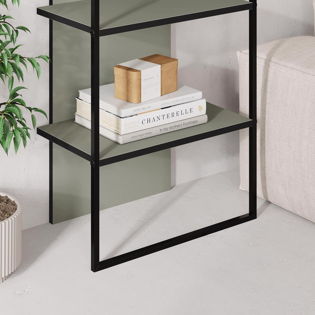 Archy Modern Bookcase 5-Tier Wall Mounted Shelf Ash Green 180 cm