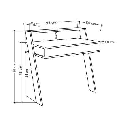Cowork Modern Desk Sandstone Wall Mounted With Drawer 94cm Wide