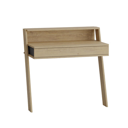 Cowork Modern Desk Oak Wall Mounted With Drawer 94cm Wide
