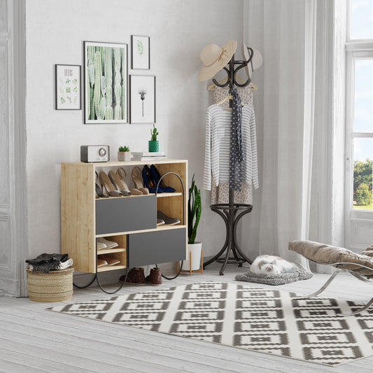 Norfolk Shoe Cabinet Oak Anthracite Grey