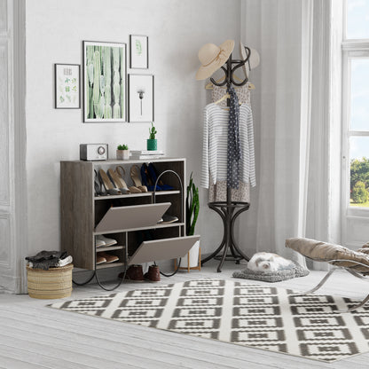 Norfolk Shoe Cabinet Dark Coffee Mocha Grey