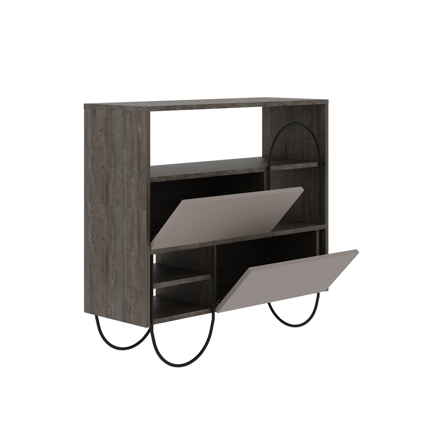 Norfolk Shoe Cabinet Dark Coffee Mocha Grey