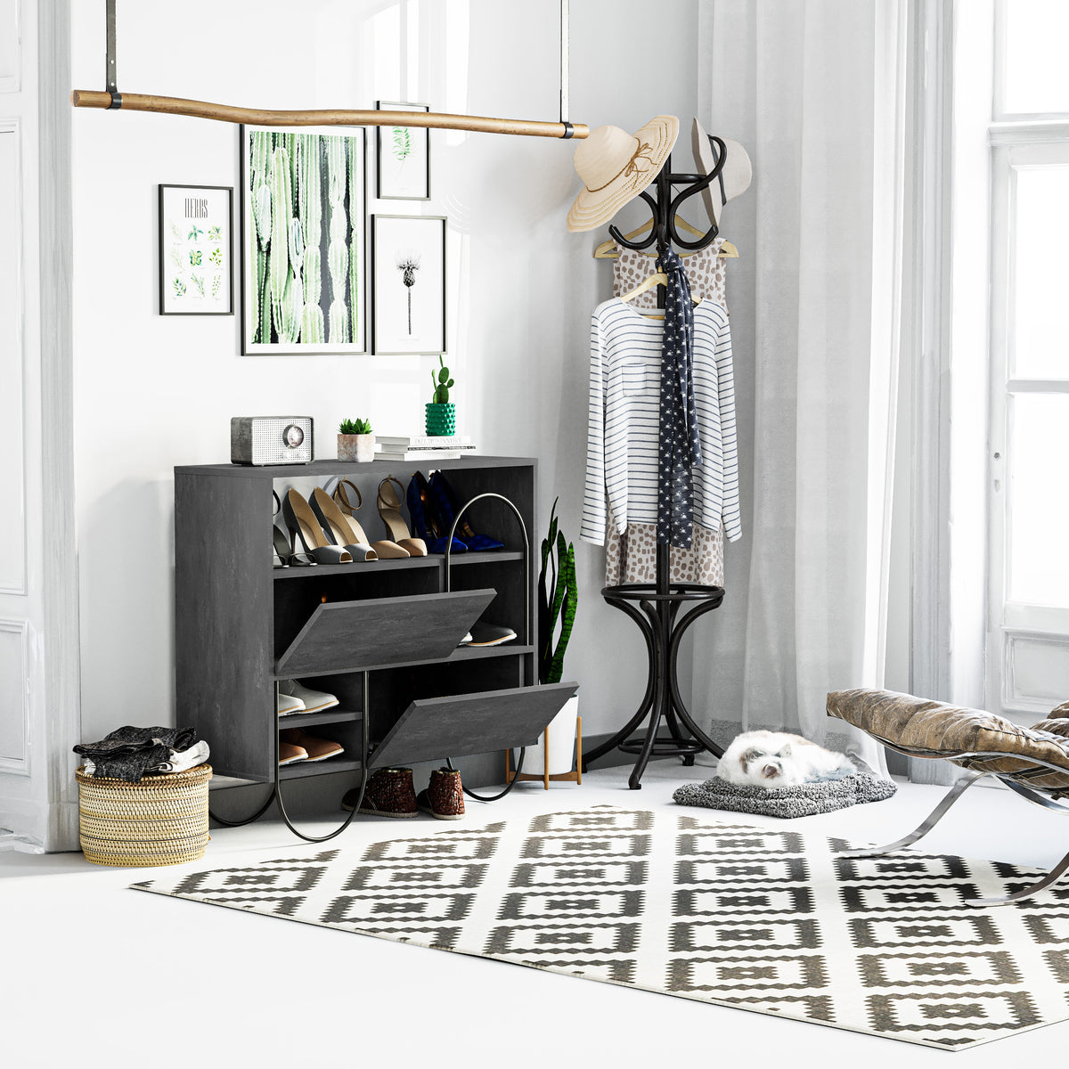 Norfolk Shoe Cabinet Retro Grey
