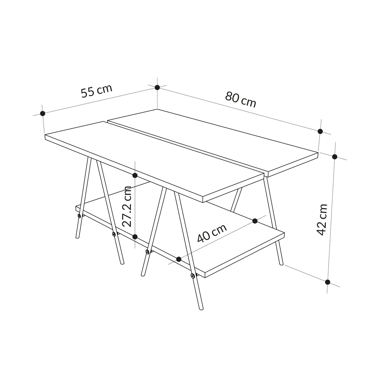 Essel Centre Coffee Table Mocha Grey Metal Trestle Legs 80cm