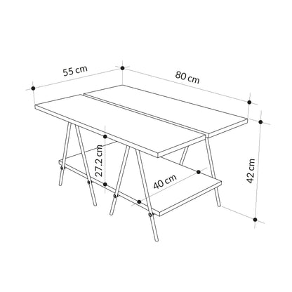 Essel Centre Coffee Table Mocha Grey Metal Trestle Legs 80cm