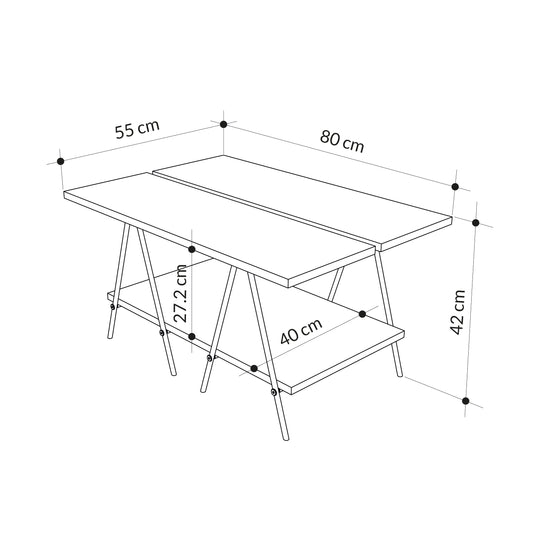 Essel Centre Coffee Table White Metal Trestle Legs 80cm