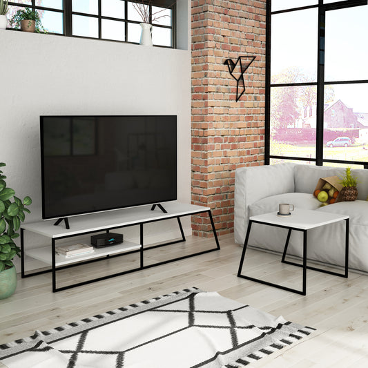 Pal Modern TV Unit Multimedia Centre Stand With Storage White 163cm