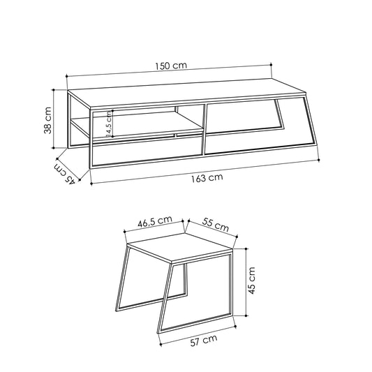 Pal Modern TV Unit Multimedia Centre Stand With Storage White 163cm