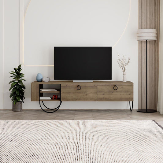 Norfolk Modern TV Unit Multimedia Centre Dark Oak with Storage