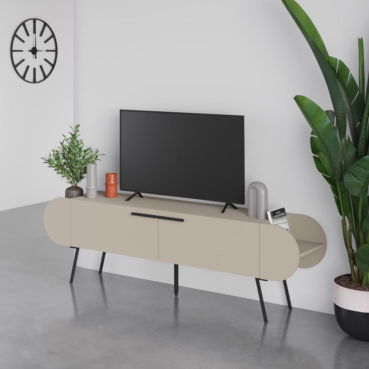Capsule Modern TV Unit Multimedia Centre Sandstone with Storage