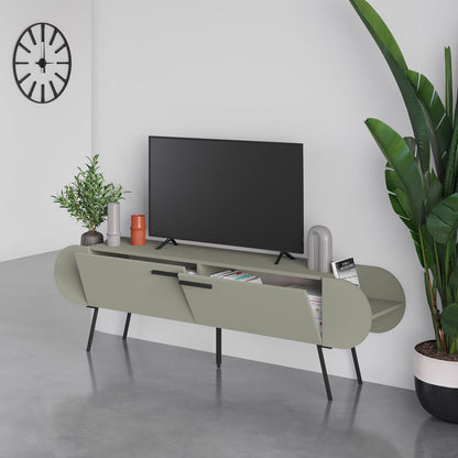Capsule Modern TV Unit Multimedia Centre Ash Green with Storage