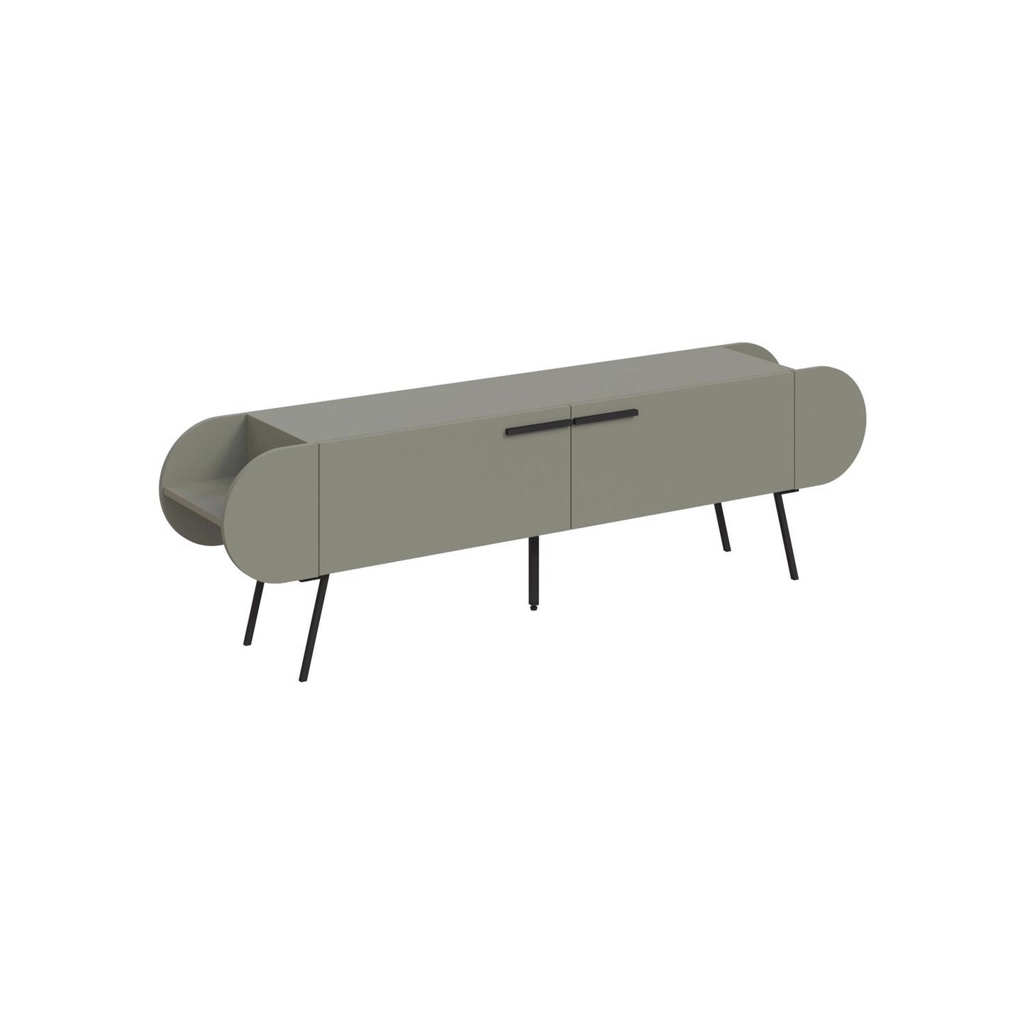 Capsule Modern TV Unit Multimedia Centre Ash Green with Storage