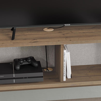 Tone Modern Wall Mounted TV Unit Stand Dark Oak with Storage
