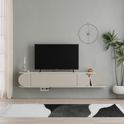 Tone Modern Wall Mounted TV Unit Stand Sandstone with Storage