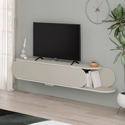 Tone Modern Wall Mounted TV Unit Stand Sandstone with Storage